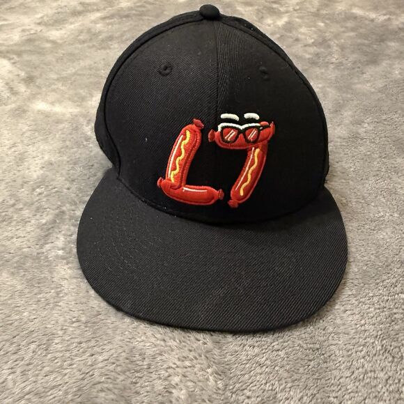 Baseballism L7 Weenie Fitted Hat Baseball Cap Size 7 Black Sandlot Hotdog - Picture 1 of 4